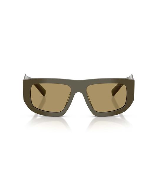 Prada Green Eyewear Triangle Logo Geometric Frame Sunglasses