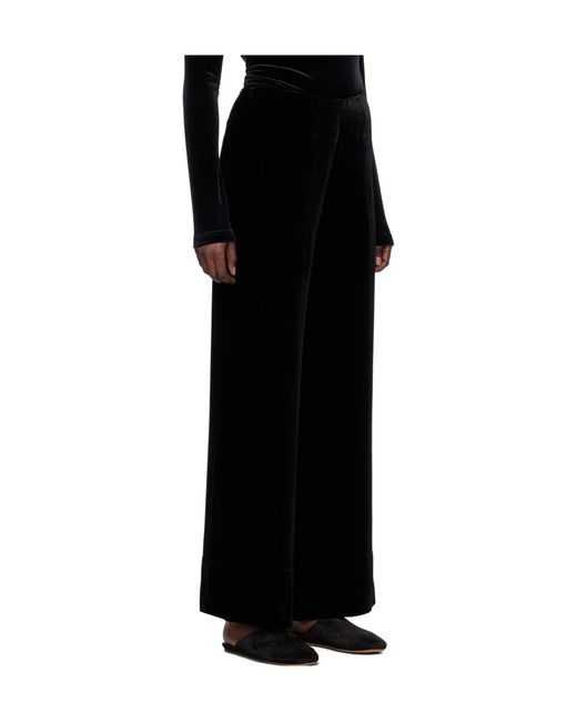 Totême  Black Valin Velvet Wide-Leg Trousers