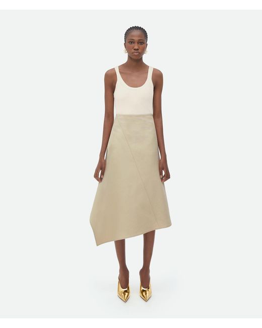 Bottega Veneta Natural Asymmetric Midi Skirt