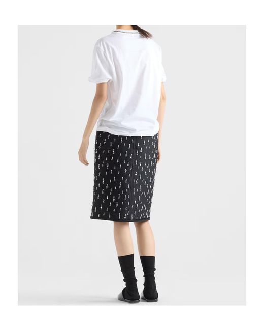 Prada White Triangle-Patch Crewneck T-Shirt