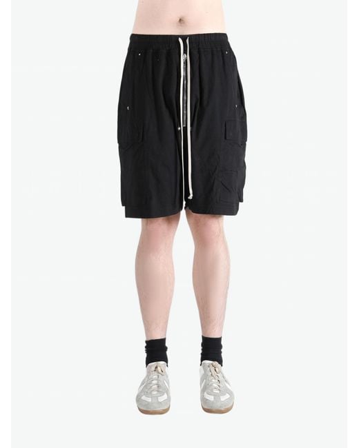 Rick Owens Black Drawstring Cargo Shorts for men