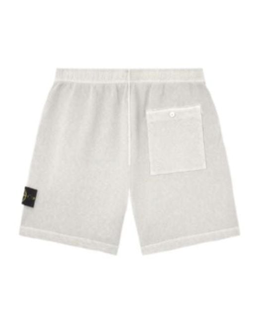 Stone Island White Logo Patch Elasticated Waistband Shorts for men