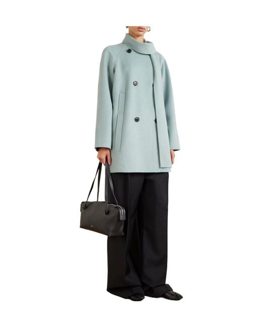 Proenza Schouler Blue Scarf-Detailed Wool-Blend Coat