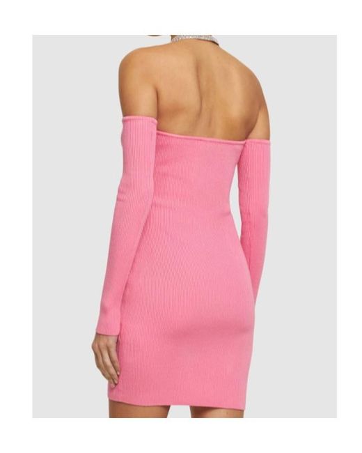 GIUSEPPE DI MORABITO Pink Elasticity Mini Knitted Dress
