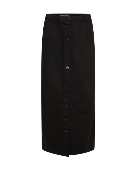 Raf Simons Black Logo Patch Buttoned-Up Denim Midi Skirt