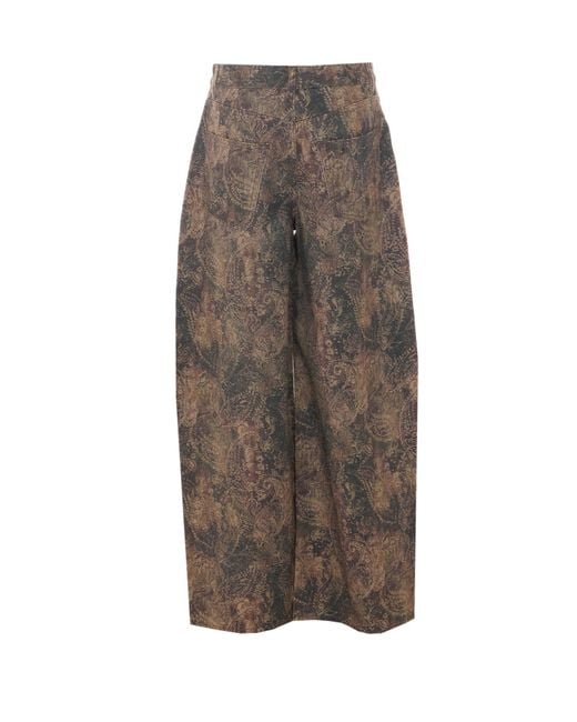 Liu Jo Brown Paisely Printed Wide Leg Trousers