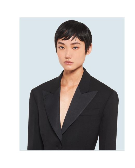 Miu Miu Black Cropped Grain De Poudre Jacket