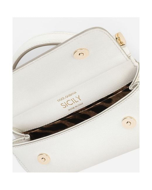 Dolce & Gabbana White Logo Plaque Small Sicily Handbag