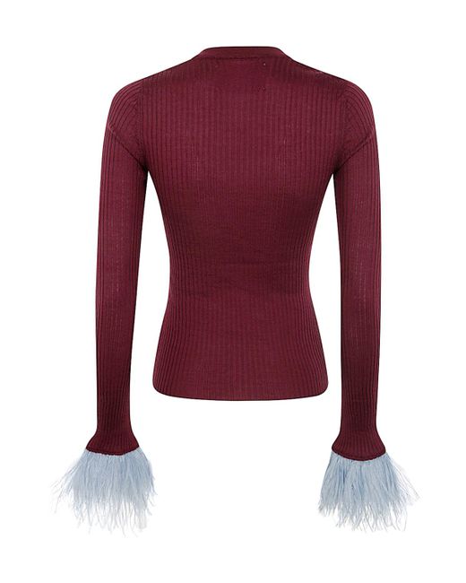 LaDoubleJ Red La Doublej V-Neck Slim-Cut Knitted Jumper