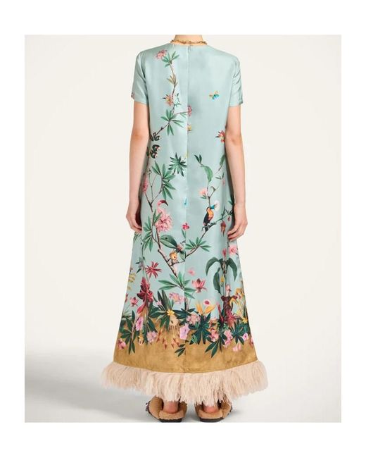 LaDoubleJ Blue La Doublej Swing Feather-Trim Dress