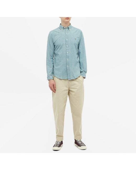 Polo Ralph Lauren Blue Pony Embroidered Curved Hem Shirt for men