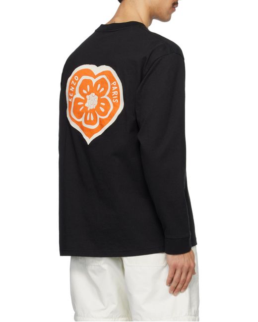 KENZO Black Boke Heart Long Sleeve T-Shirt for men