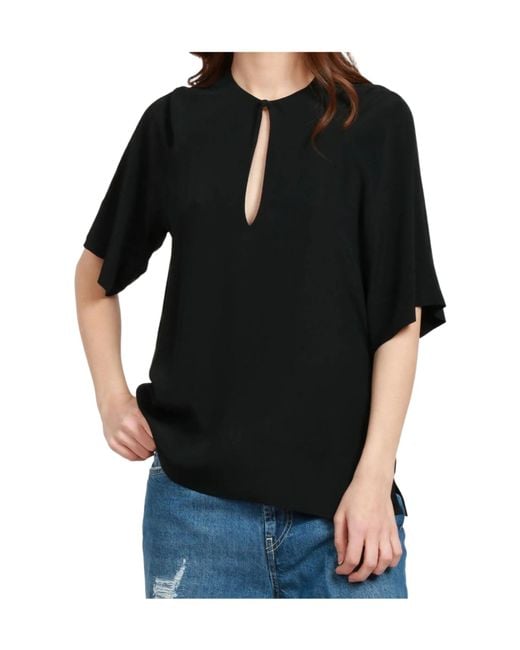 Semicouture Black Keyhole-Neckline Top