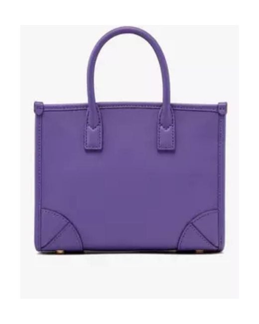 MCM Purple Logo-Embossed Leather Tote Bag