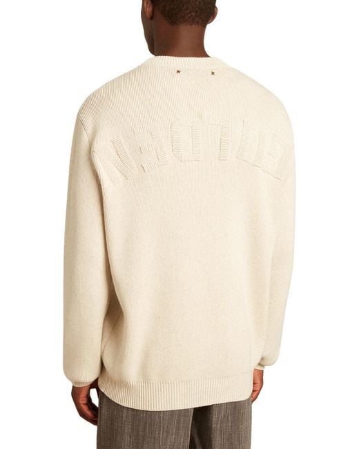 Golden Goose Deluxe Brand Natural Logo-Embroidered Ribbed Jumper for men