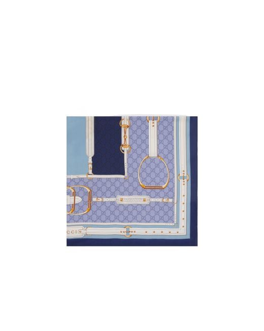Gucci Blue Printed Silk Twill Carré