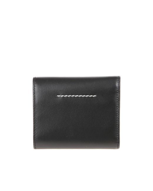 MM6 by Maison Margiela Black Logo Embossed Wallet for men