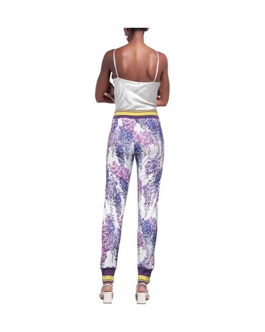 Dolce & Gabbana Blue Floral Printed Elastic Waist Pants