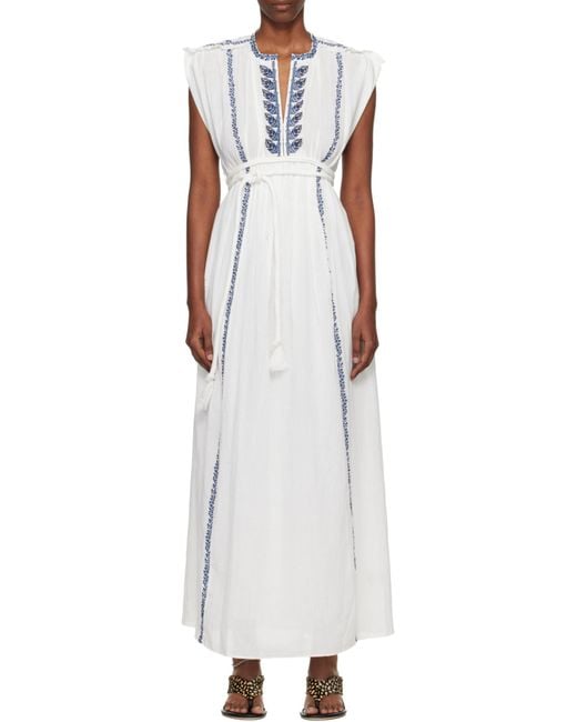Isabel Marant White Isabel Marant Étoile Embroidered Sleeveless Dress