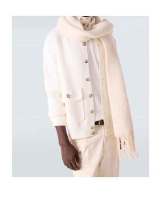 Allude White Knitted Cardigan for men