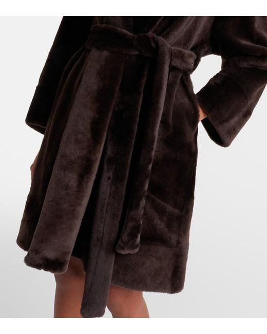 Nour Hammour Black Juno Shearling Wrap Coat