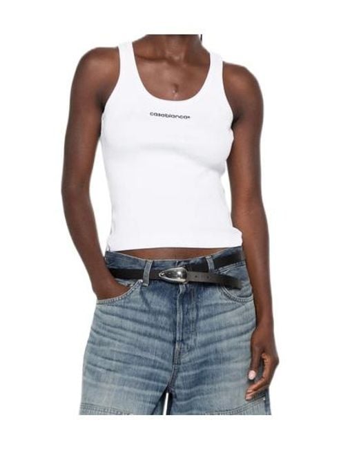 Casablanca Blue Ribbed Vest