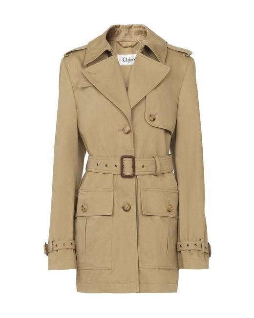 Chloé Natural Chloé Belted Short Trench Coat