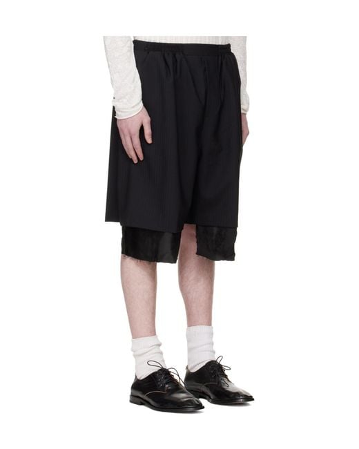 Edward Cuming Black Exploded Lining Fleece Elastic Waist Shorts for men