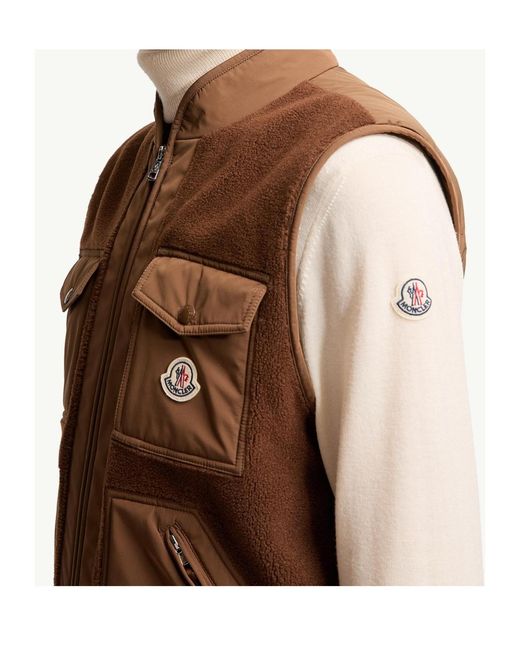 Moncler Brown Karakai Teddy Down Vest for men