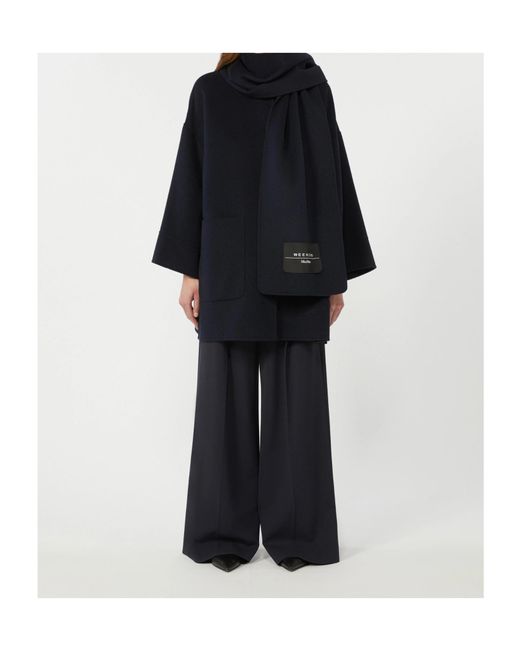 Weekend by Maxmara Blue Mandarin Collar Relaxed Coat