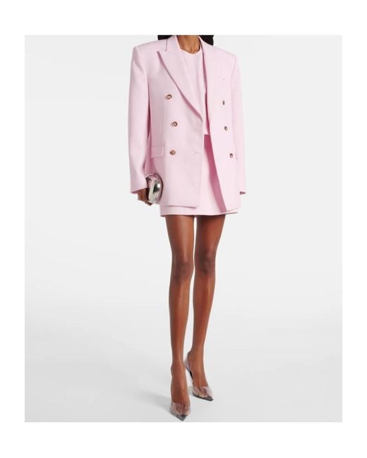 Wardrobe NYC Pink Double-Breasted Suit Jacket