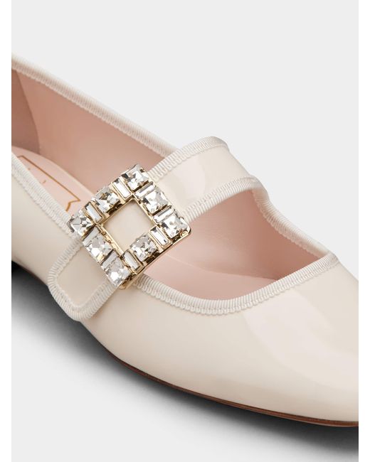 Roger Vivier White Très Vivier Strass Buckle Babies Ballerinas