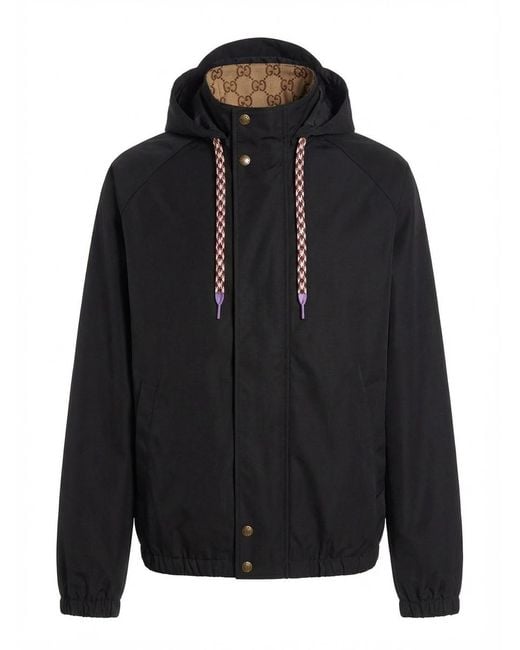 Gucci Black Reversible Gg Canvas Jacket for men