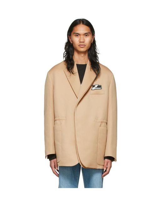 we11done Natural Logo Patch Twill Blazer for men