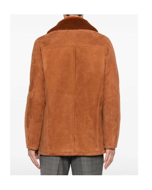 Tagliatore Brown Long-Sleeved Short Coat for men