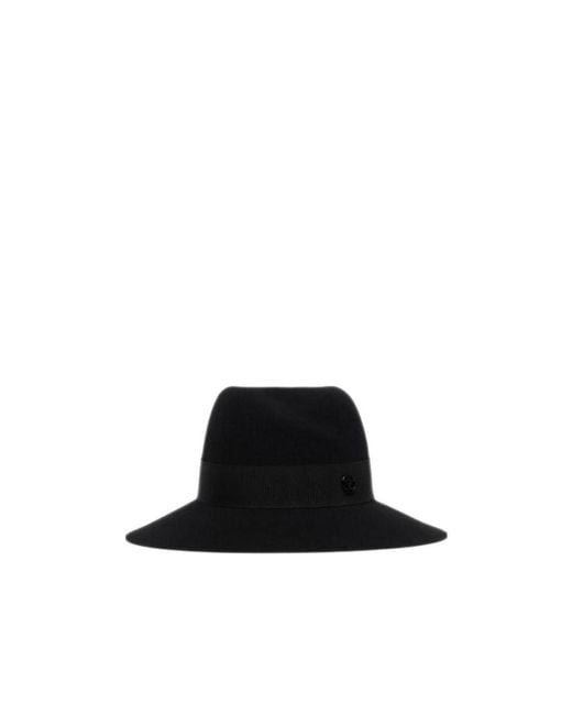 Maison Michel Black Logo Plaque Virginie Hat