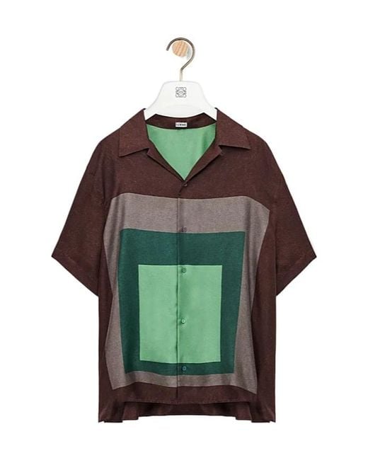 Loewe Green Anagram Embroidered Short Sleeved Shirt for men