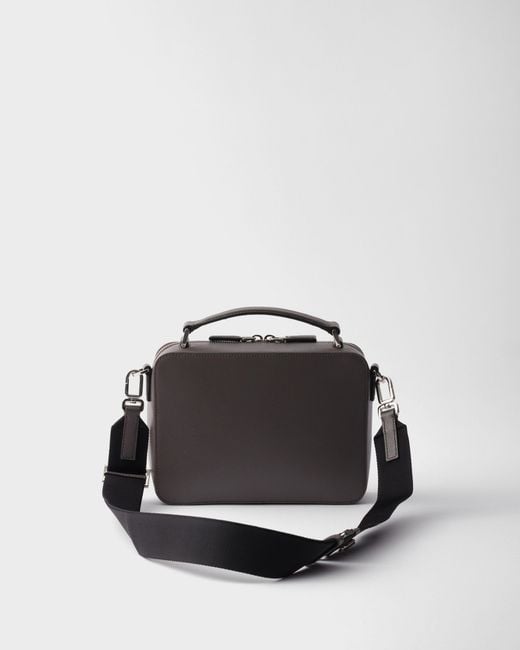 Prada Black Brique Medium Saffiano Leather Bag for men