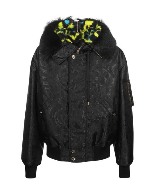 Versace Black Drawstring Zip-Up Jacket for men