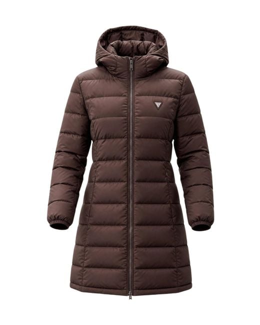 Guess Brown Long-Sleeved Cotton-Padded Jacket