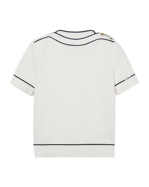 Gucci White Short-Sleeved Knitted Top