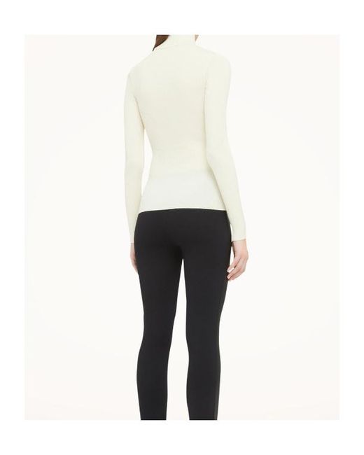 Wolford White The Merino Fine Rib Top Long Sleeves