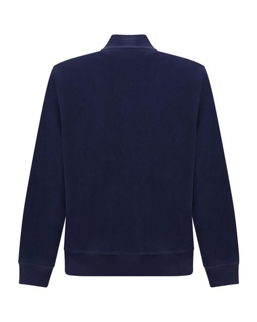 Brunello Cucinelli Blue Long Sleeved Zip-Up Sweatshirt for men