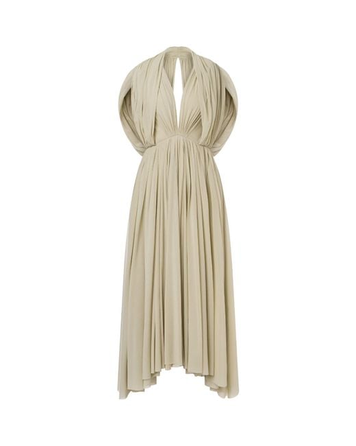 Philosophy Di Lorenzo Serafini Natural Draped Pleated Midi Dress
