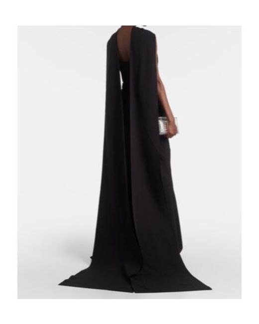 Safiyaa Black Lilien Caped Crepe Gown