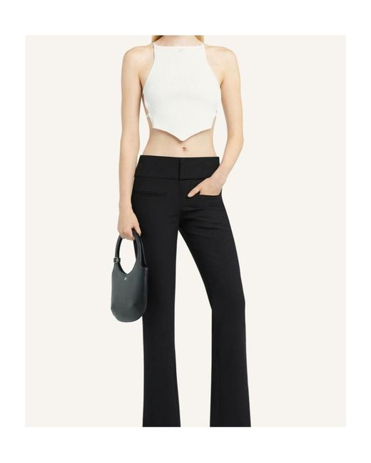 Courreges White Courrèges Logo Embroidered Ribbed-Knit Cropped Top