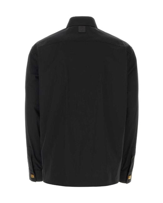 Balmain Black Logo Buttoned Poplin Shirt for men