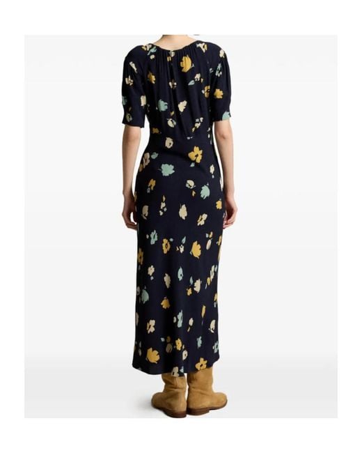 Polo Ralph Lauren Black Floral Keyhole Midi Dress