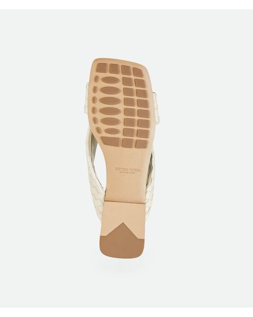 Bottega Veneta White Leather Intrecciato Riva Flat Mules