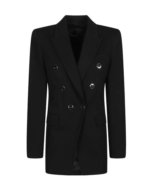 Pinko Gray Double-Breasted Peak-Lapel Blazer